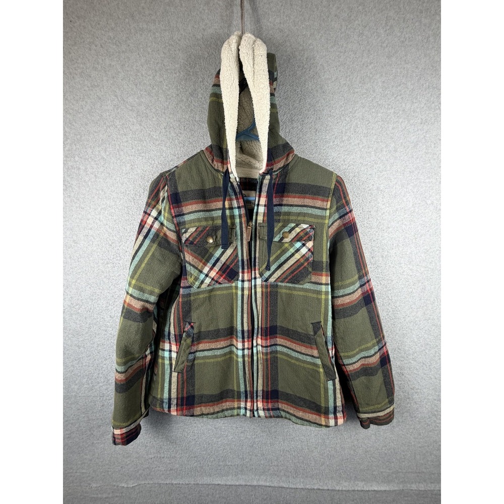 Legendary‎ Whitetails Jacket Mens XS Green Plaid Sherpa Lined Hooded Parka Zip